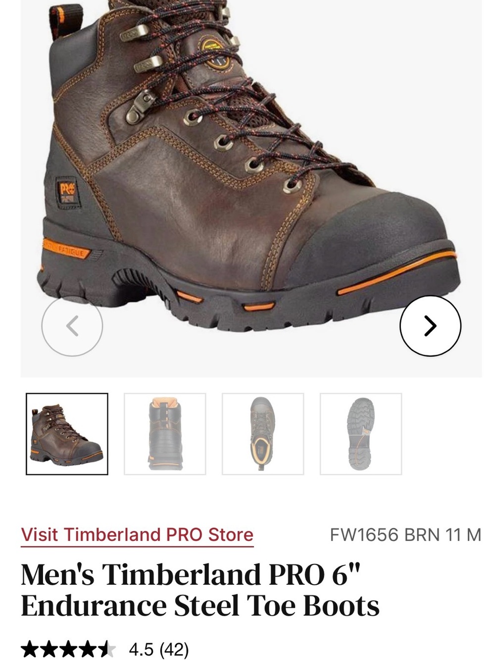Timberland PRO Brown and Black Work Boots with Orange Accents